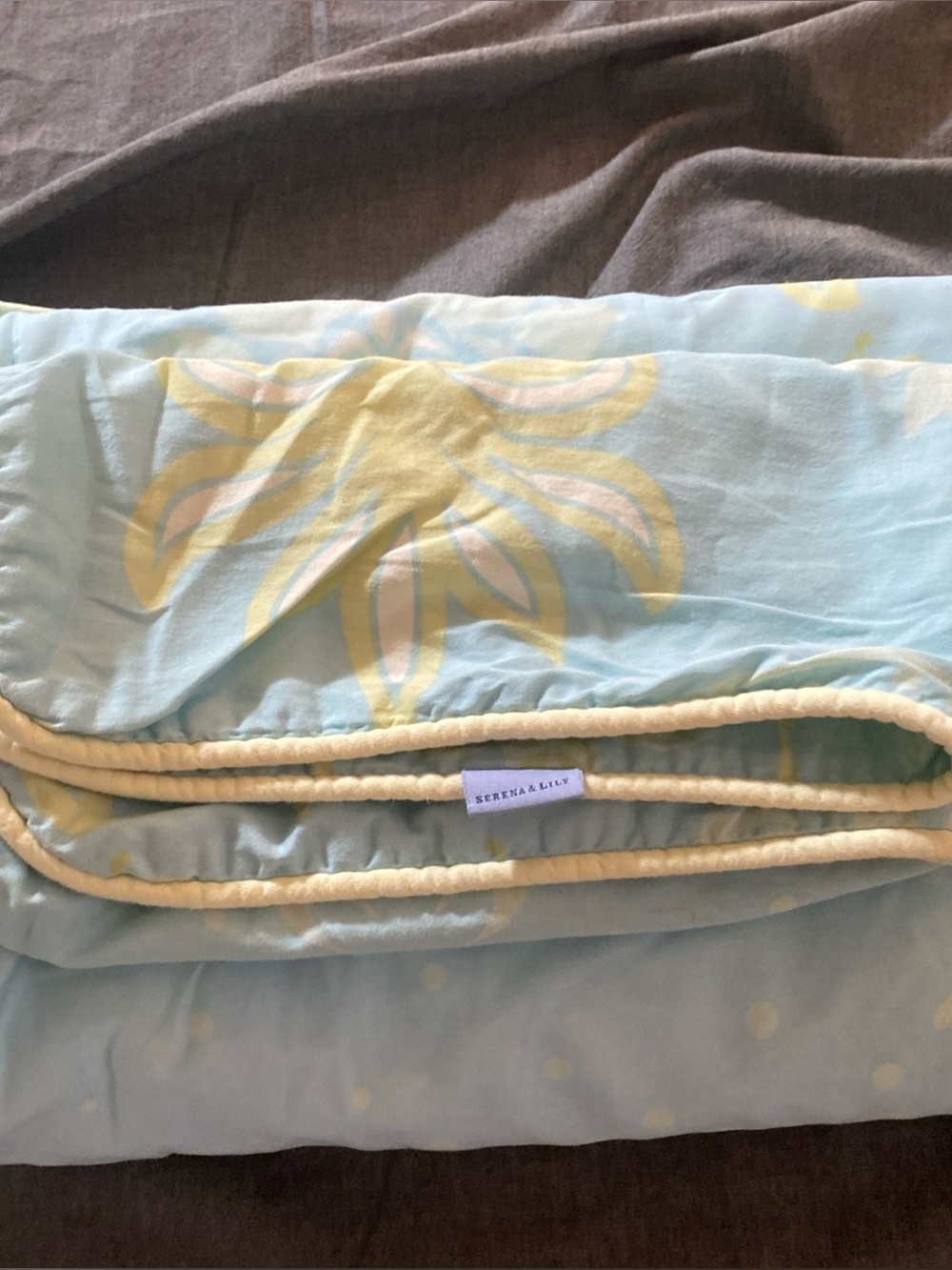 Serena & Lily Blue and Yellow Floral duvet cover twin size with pillow sham